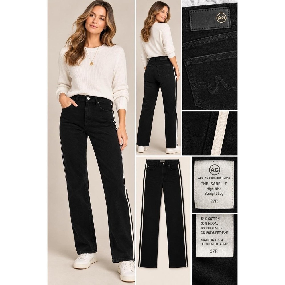 AG Adriano Goldschmied The Isabelle High Rise Straight Tuxedo Side Stripe Pant